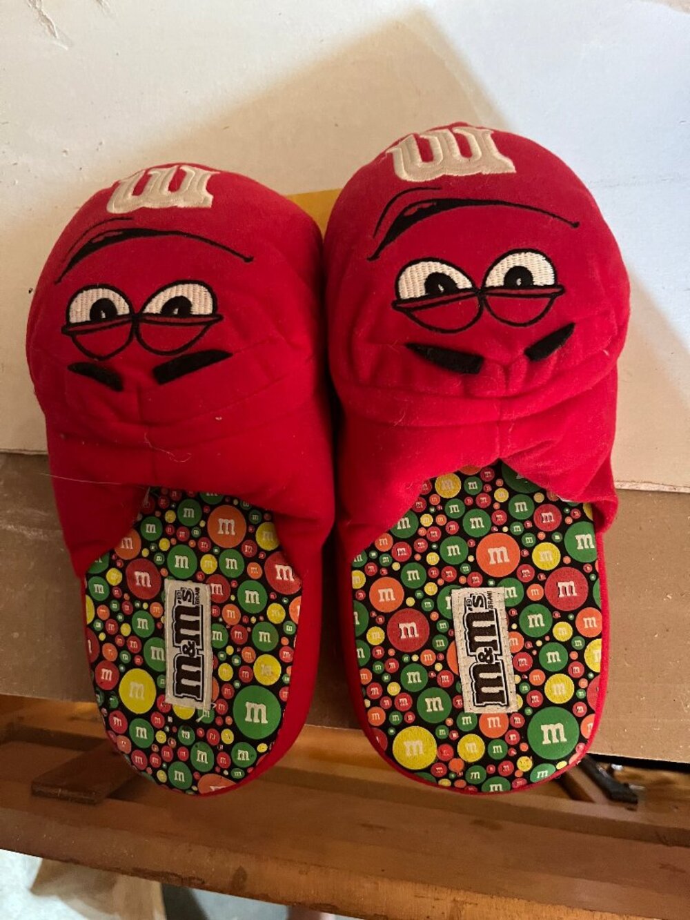 M&M's Licensed Red Slippers Size Large 2-3 Official Character Footwear